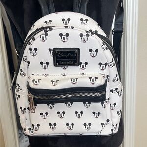 Loungefly White Mickey Mouse Pattern Mini Backpack